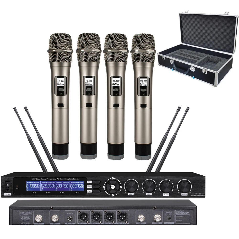 

2025 hot sale MiCWL UHF 400 Channel Digital 6000 SKM6000 Wireless 4 Handheld DJ Karaoke Home Stage Microphone System with Flight
