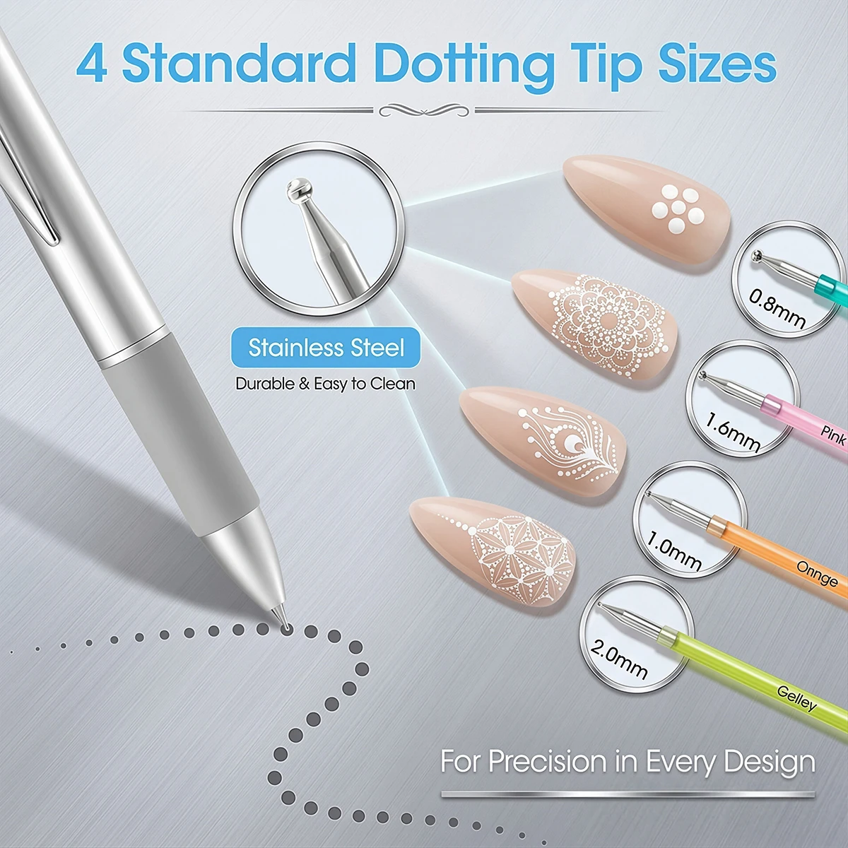 5-in-1 Nail Dotting Pen Art Tools Ballpoint Pen Design Nail Art Tip Dot Paint Manicure Kit for Dot Drawing Home And Salon Use view 4
