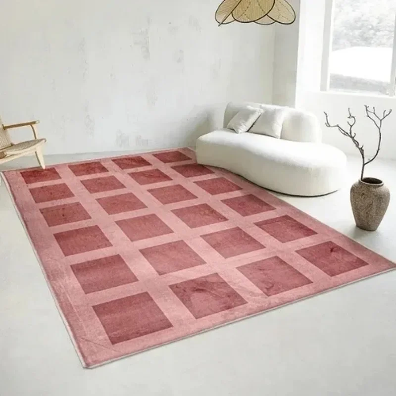 

Nordic Modern Trendy Plaid Carpet Washable Comfort Soft Mats Non-slip Mat for Living Room Rug Entrance Floor Area Doormat Decor