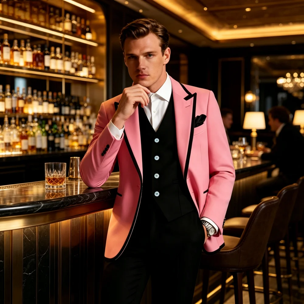 

3 Piece Striped Double Breasted Smoking Suit plus Size Available Customized Formal Negro Terno Set with Jacket Vest Pants