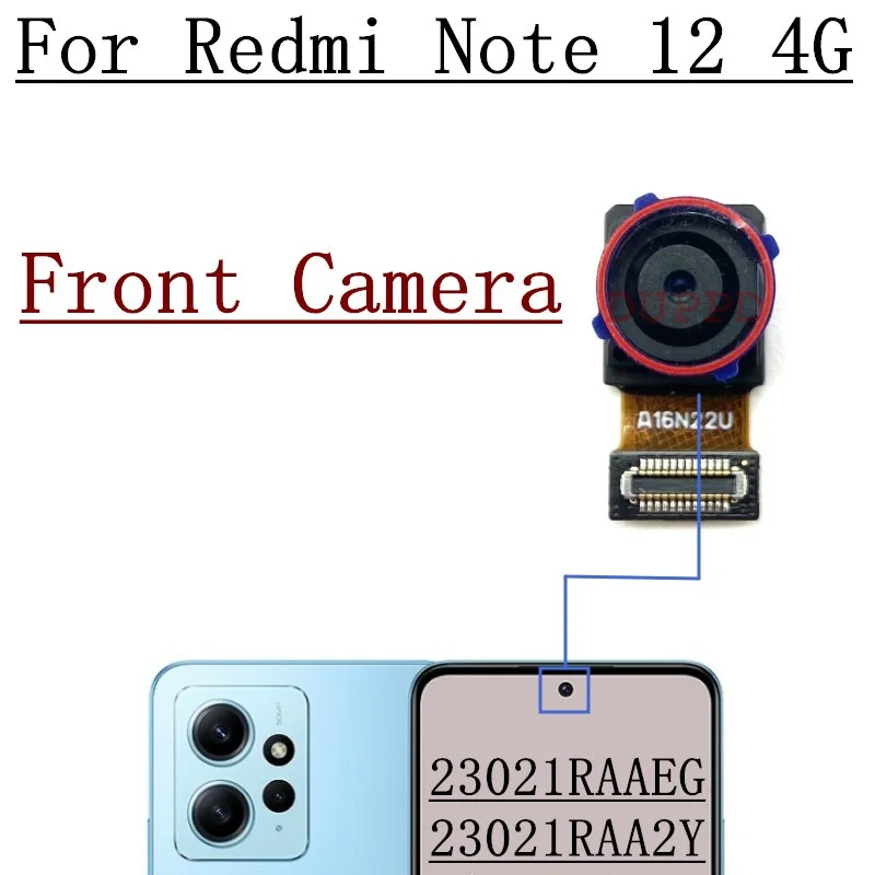 Fotocamera posteriore per Xiaomi Redmi Note 12 4G 23021RAAEG, muslimian Back Front Selfie Camera Module Flex Cable Parts