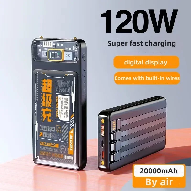 

100% Original 20000mAh High-capacity Portable Power Source Fashion Mech 120W Super Fast Charging Power Bank