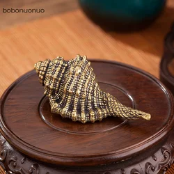 Grande ottone massiccio Sea Animal whelk ornamento in miniatura Cute Ocean Lives scultura decorazione della casa artigianato Vintage