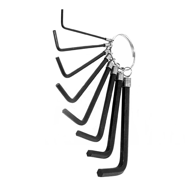 8 In 1 Hex Socket Wrench Mini Allen Key Wrench Hex Head Wrench 1.5mm-6mm Metric Key Chain With Ring Repair Hand Tools