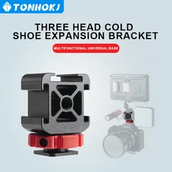 Aluminium Camera Hot Shoe Mount Adapter Video Triple Cold Shoe Bracket Lights for LED Monitors Microphones Studio Flash Video