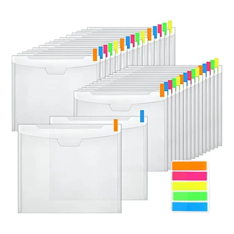 36Pcs Scrapbook Paper Storage with Buckle Design,with 100Pieces Multicolor Sticky Index Tabs for Holding 12X12Inch Paper