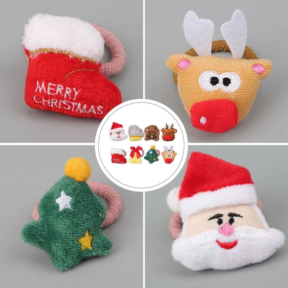 

8 шт., аксессуары для волос с героями мультфильмов, галстуки для женщин и девочек, рождественские эластичные веревки с хвостиком для детей