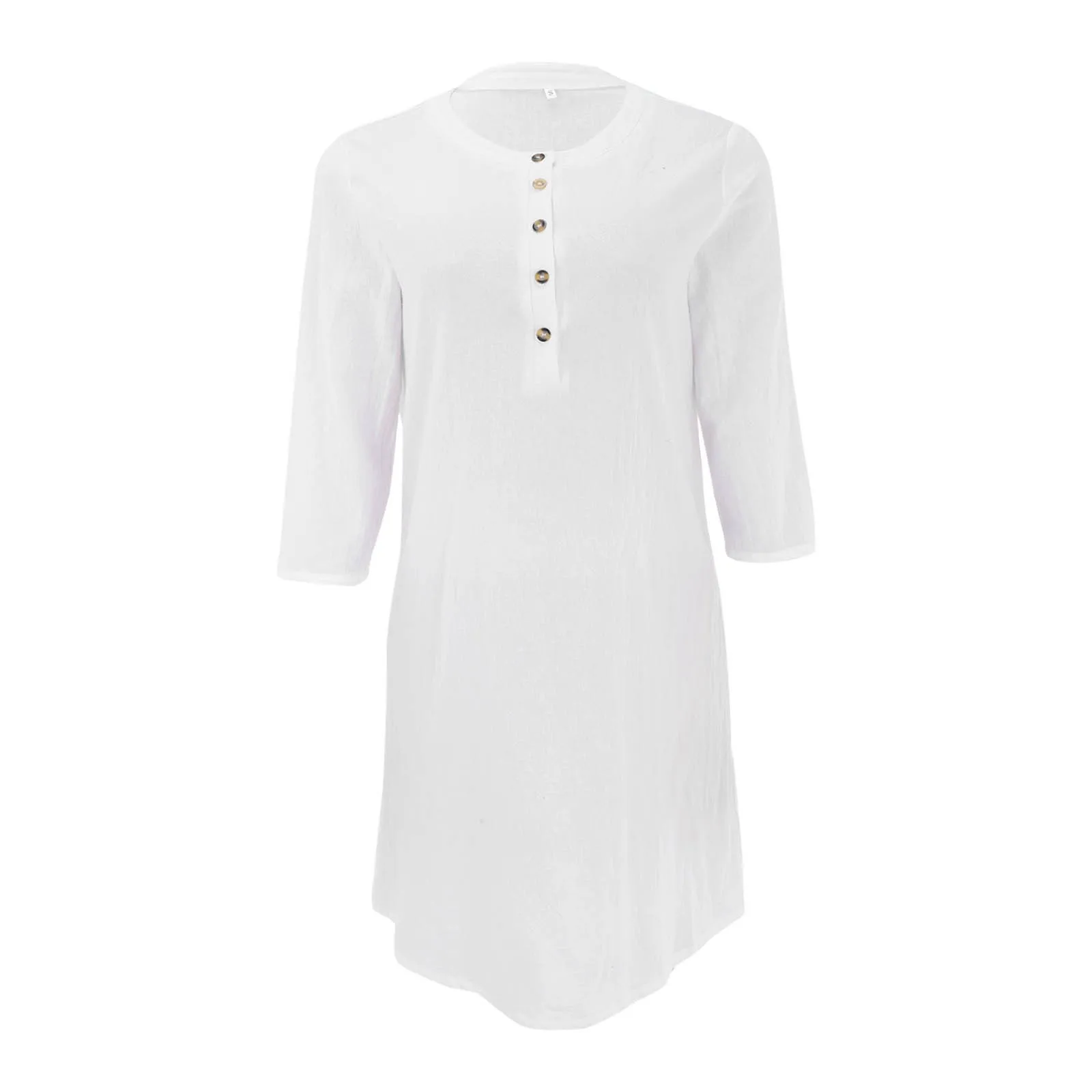 Spring Summer Button Up Dresses Women's Casual Cotton Linen Long White Dress Temperament Half Sleeve Pullovers Sundress платье