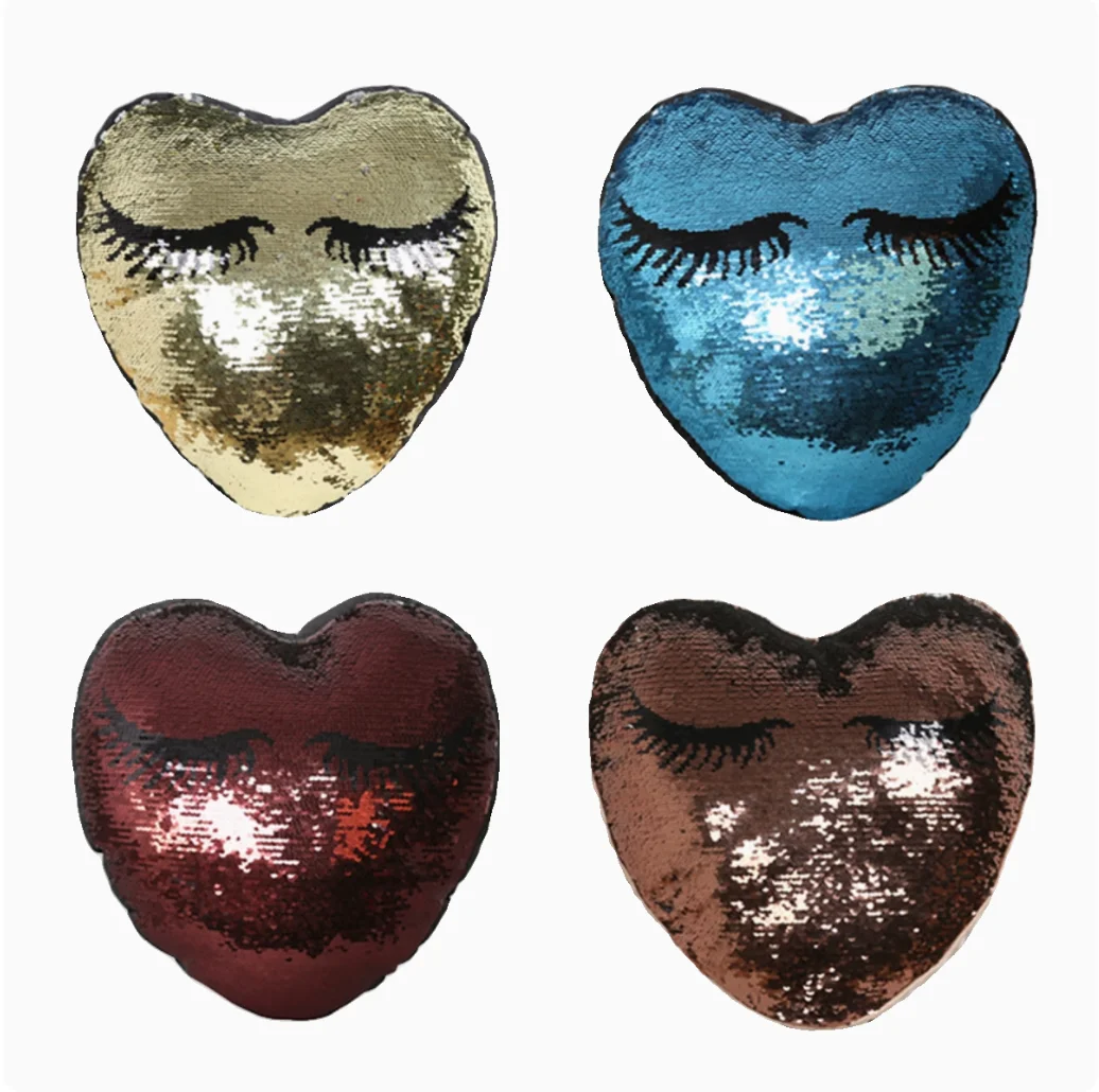 Eyelash inspired Love sequin Pillow, Festival Party Style, Heart shaped Bead with Core, Home Furnishing, Living Room, Bedroom,