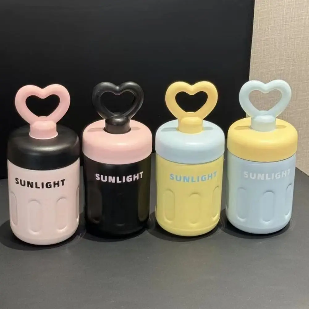 

500ml Thermos Cup Keep Warm Keep Ice Stainless Steel Love Handle Straw Cup with Straw Leak-proof Insulated Bottle Cup Outdoor