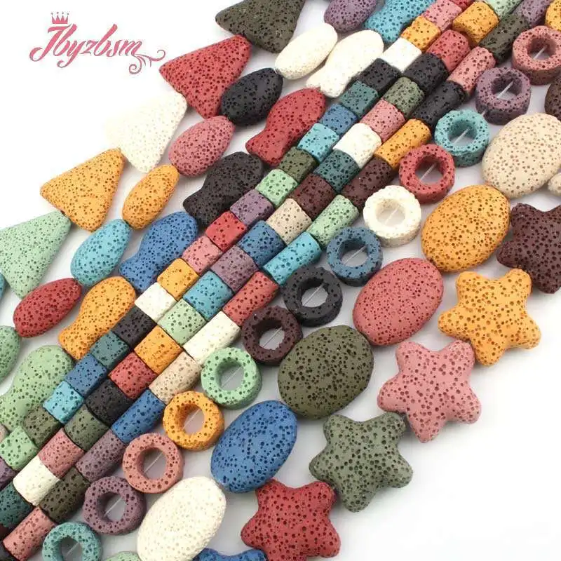 Natural Multicolor Lava Rock Bead Stone Beads For DIY Necklace Bracelats Earring Fashion Jewelry Making Loose 15\