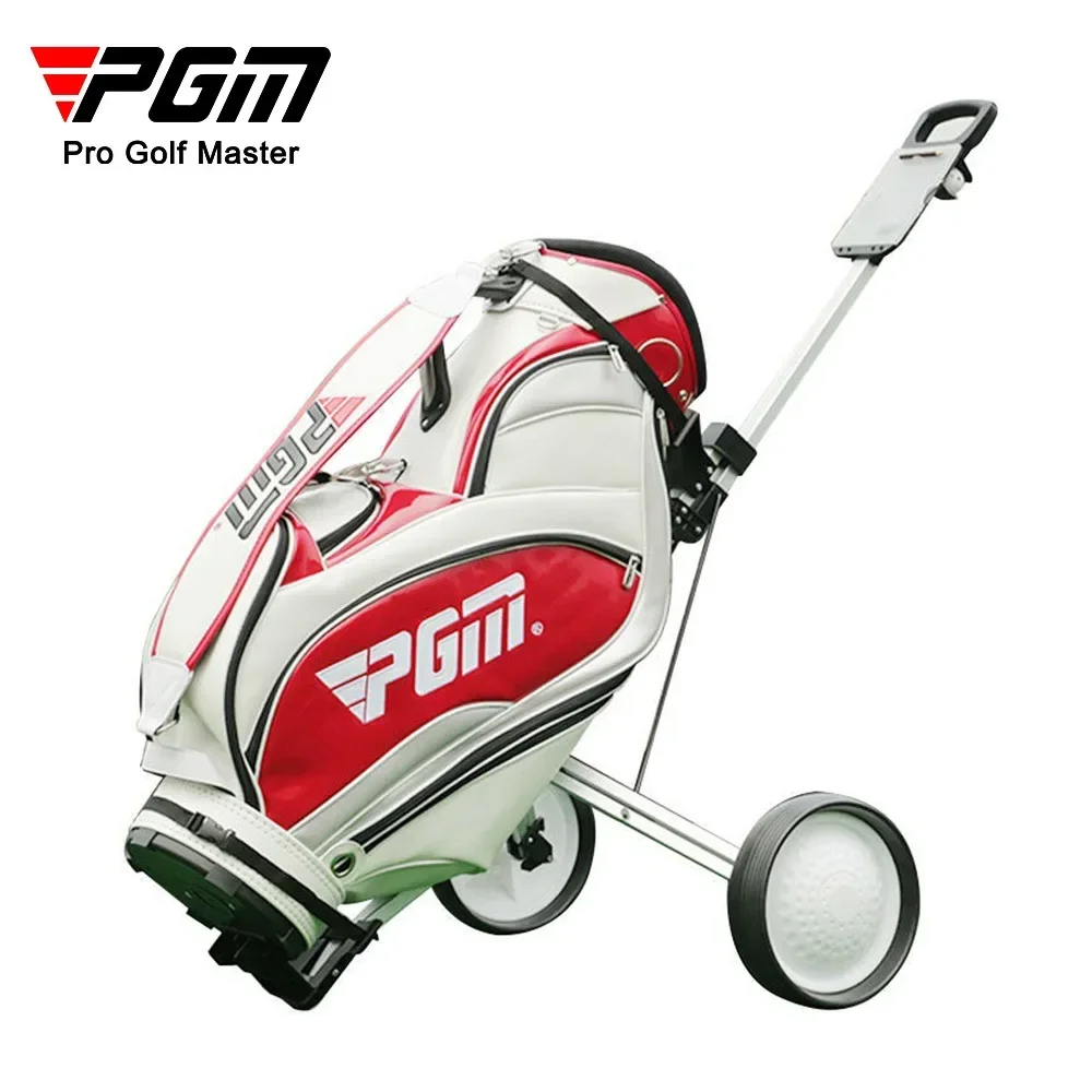 Pgm Golf Bag Cart Aluminium Alloy Two Wheels Barrow Foldable Handcart Trolley Outdoor Golf Course Training Accessories QC002