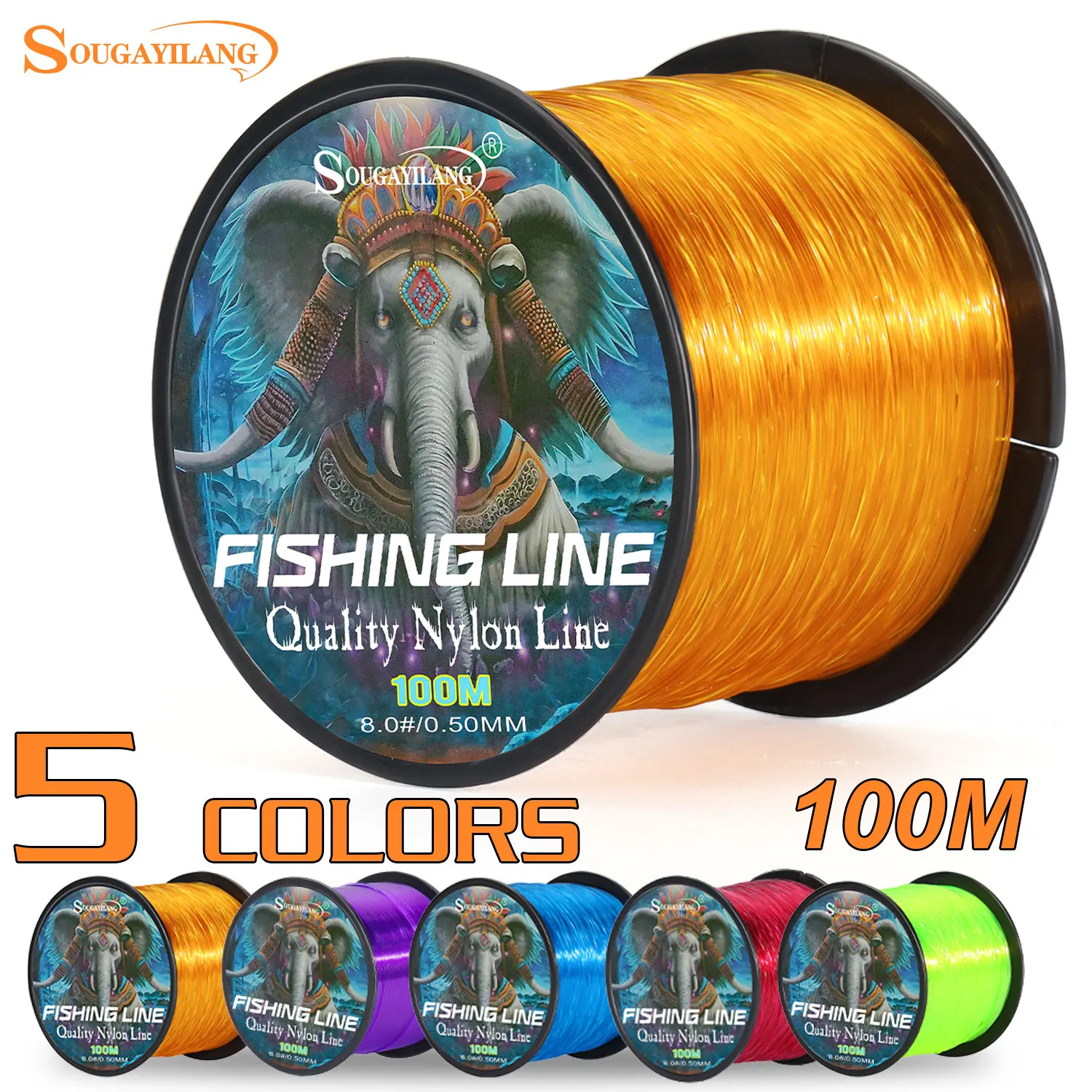 Sougayilang 100 متر خيط صنارة الصيد النايلون حيدة 0.14-0.50 مللي متر ماكس السحب 38LB مادة متفوقة خط سلس لمياه البحر والمياه العذبة
