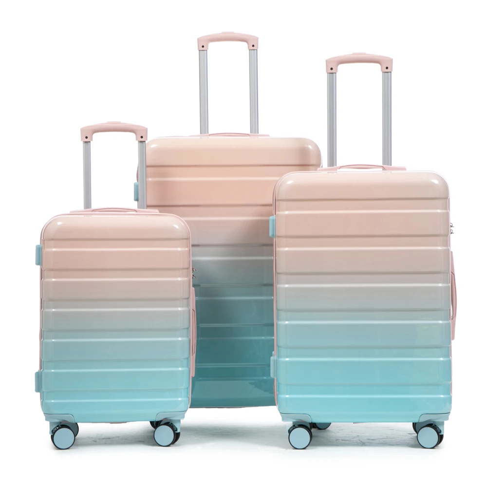 

14"+20" Gradient Color PC Hardshell Luggage Set 2 Piece Lightweight Travel Suitcase with Spinner Wheels & Combination Lock