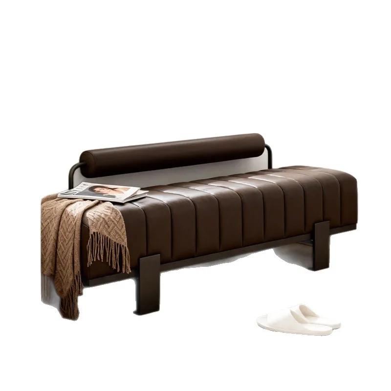 

Nordic light luxury solid wood home shoe changing stool, Italian minimalist bedroom fabric bedside stool