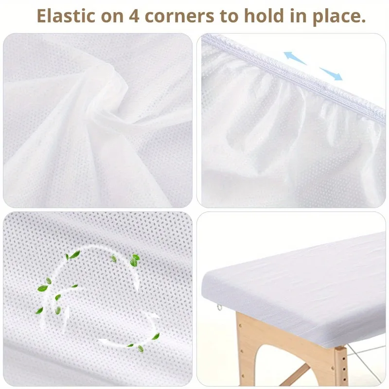 Disposable Non-Woven Bed Cover Waterproof Oil-Resistant Breathable Elastic Massage Sheet for Beauty Salon Spa Massage Bed Sheet