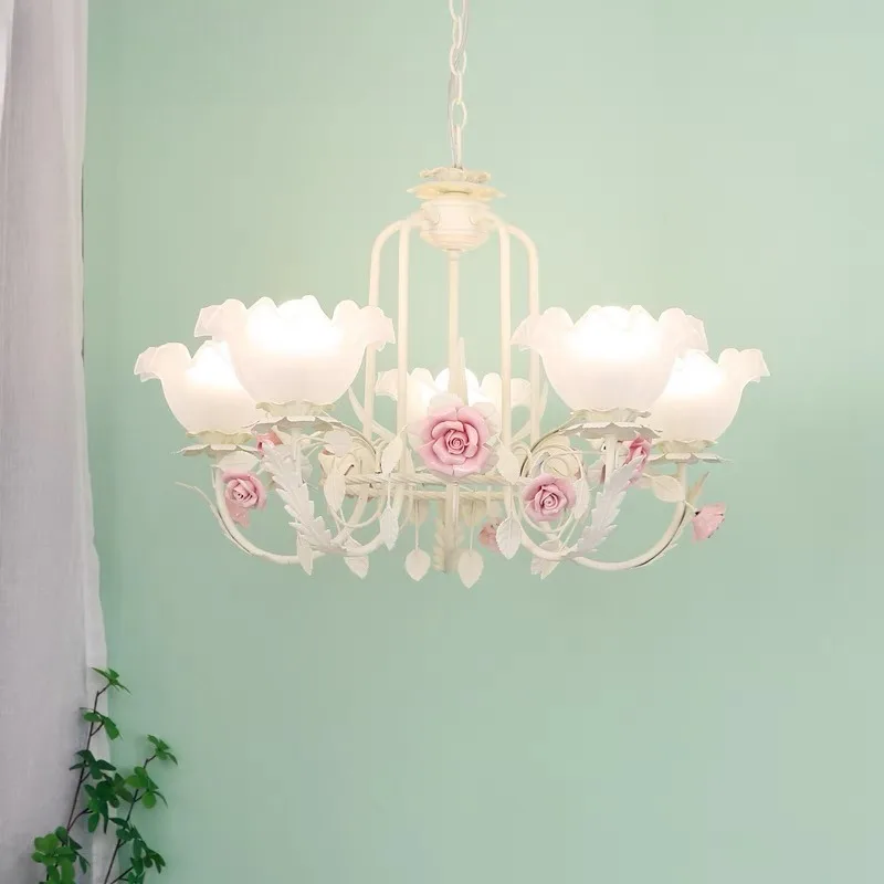 

Countryside Flowers Living Room Pendant Light Cream Style Bedroom Dining Room Flowers Room Romantic Creative Light