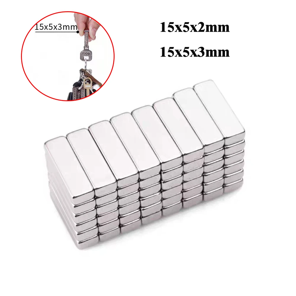 5Pcs Neodymium Magnet 15x5x2mm 15x5x3mm Rectangle Block Rare Earth Strong Craft Super Powerful N35 Magnets