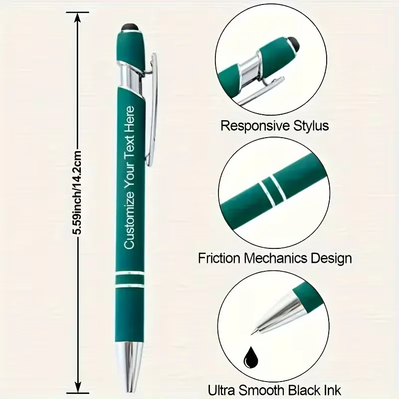 Customized Personalized Aluminum Ballpoint Pen, Metal Ballpoint Pen with (1 Custom Pen + 1 Black Pen Case or Pen Box), Teacher's Pen, Neutral Design, with Gift Box, Suitable for Giving to Friends, Classmates, and Family - Perfect for Creative Writing, Black Color, Ideal for Christmas, Home, and Office Use