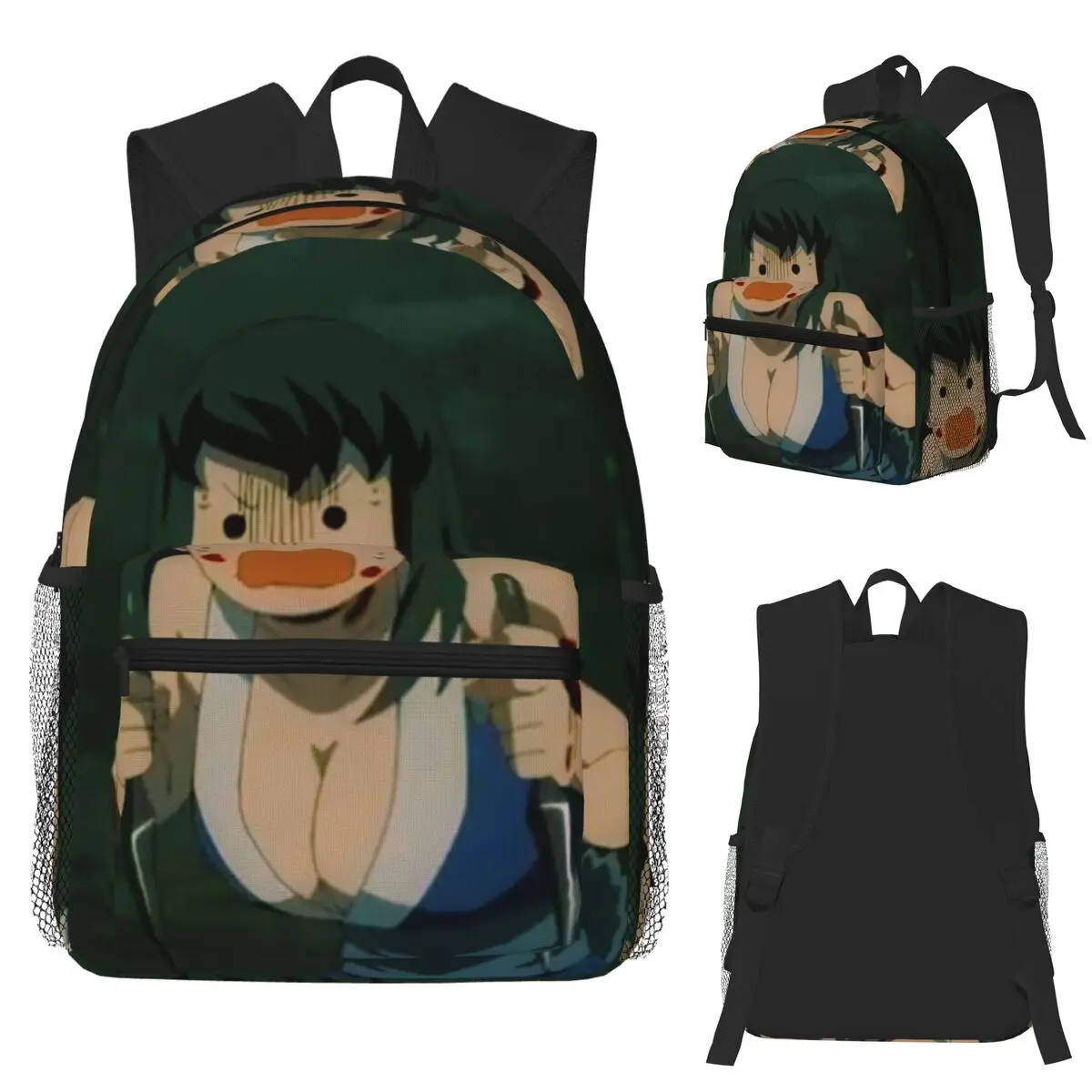อะนิเมะนักฆ่าปีศาจ มากิโอะ ซูมะและฮินาสึรุกระเป๋าเป้สะพายหลังนักเรียนกระเป๋าเดินทางเดย์แพ็คสำหรับผู้ชายผู้หญิงกระเป๋าหนังสือกระเป๋าสะพาย