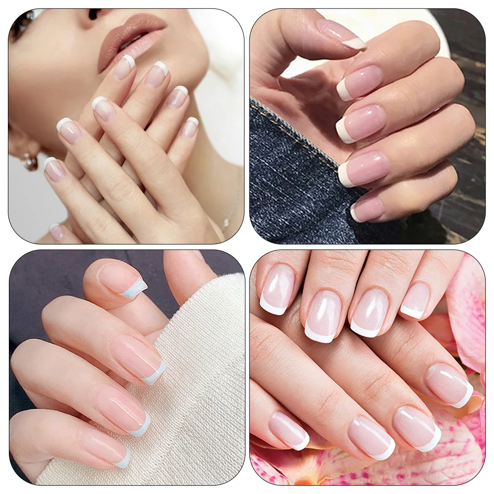 100pcs 프랑스어 네일 팁 인공 손톱 데칼 내구성 ABS 소재 홈 살롱 사용 우아한 가짜 매니큐어 패치 여성 손톱