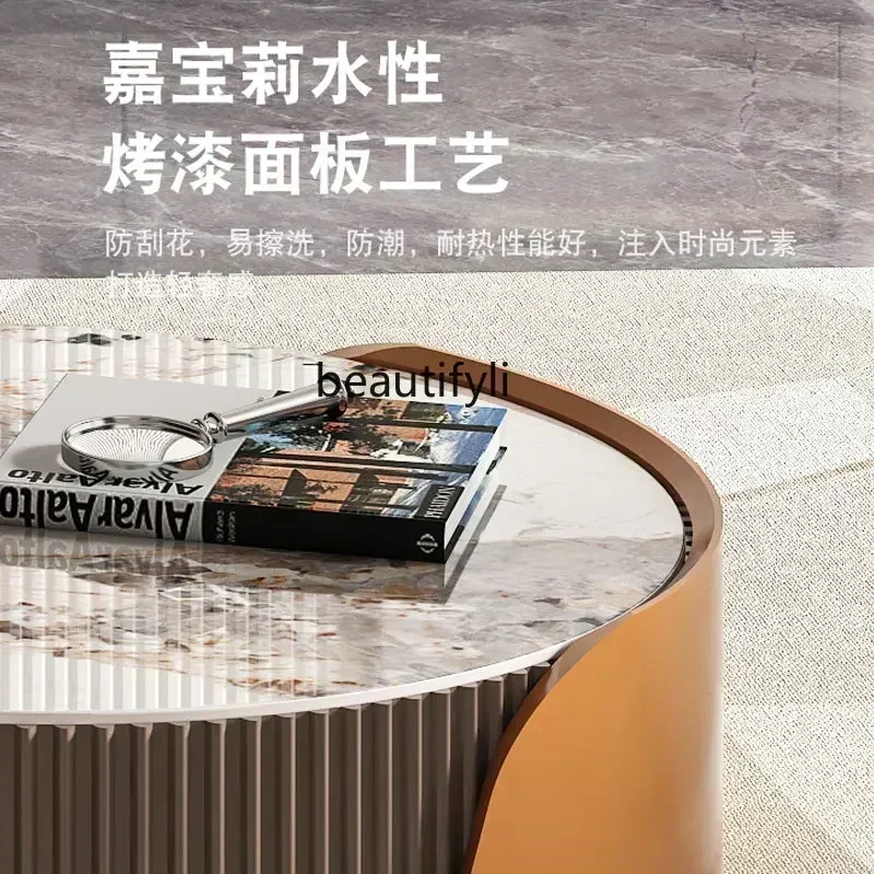 Coffee Table Living Room  Rock Plate Coffee Table round Combination Living Room Retractable Coffee Table Small Apartment