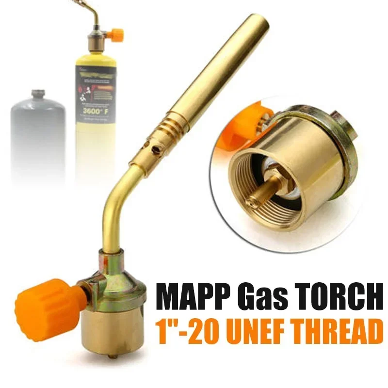 Brass Welding Torch MAPP Propane Gas Self Ignition Trigger Style Heating Solder Burner Plumbing Nozzles Camping