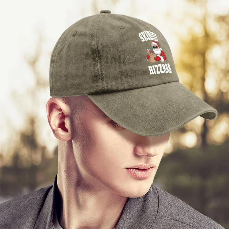 Christmas Skibidi Rizzmas Hat for Men Baseball Caps Aesthetic Washed Hiking Hats Breathable