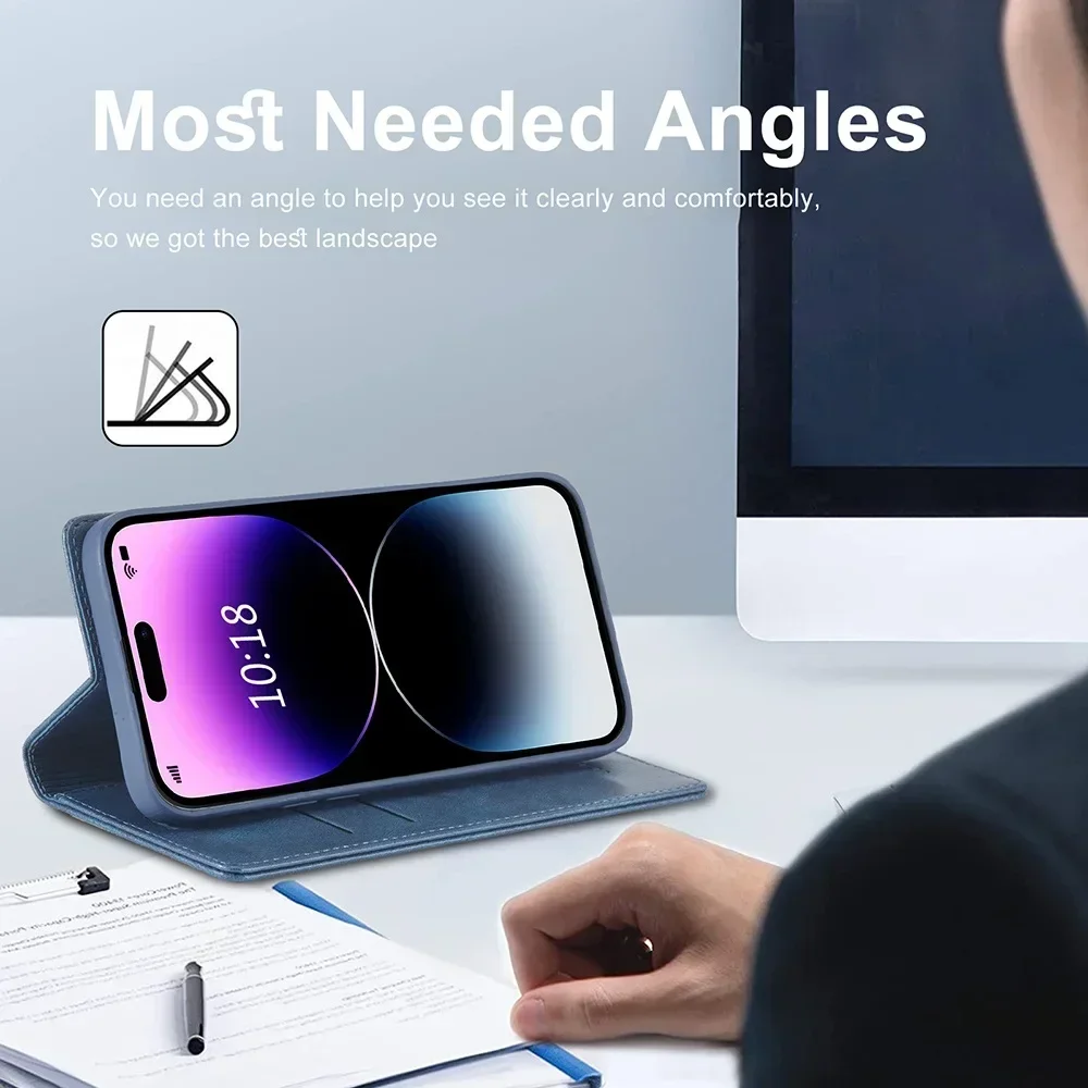 More Durable Leather Case for iPhone 14 13 12 11 Pro XS Max Mini XR 8 7 Plus SE 2022 2020 Magnetic Flip Cover Rfid Protection