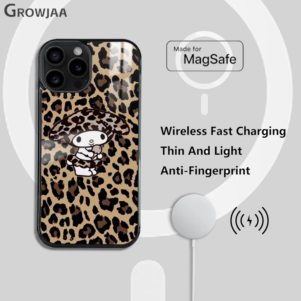 Fashion Melody Tiger Leopard Spot Magsafe Phone Case For iPhone 15 14 13 12 11 Pro Max Plus Mini Mirror Wireless Magnetic Funda