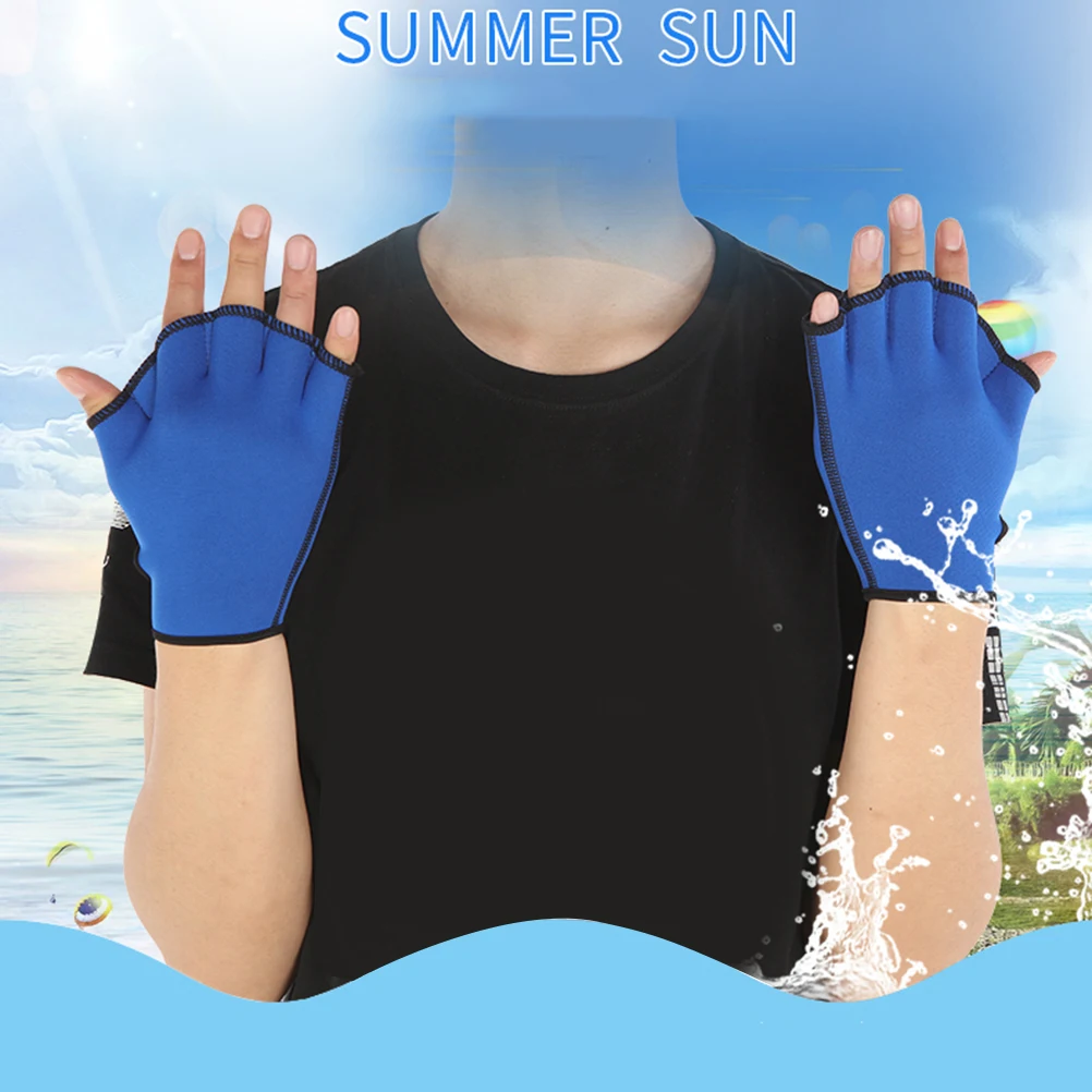 

1 Pair Webbed Gloves Swimming Resistance Training Aquatic Fitness Pool Workout Gear Swim Webbed Gloves Paddle Diving L Blue