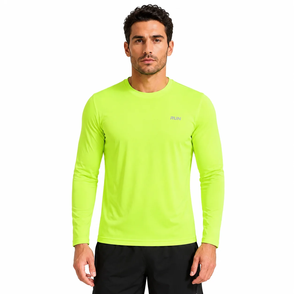 Men's Long Sleeve Sports T-Shirt Quick Dry Ice Silk UPF 50+ UV Protection Breathable Running Workout Tee 5XL