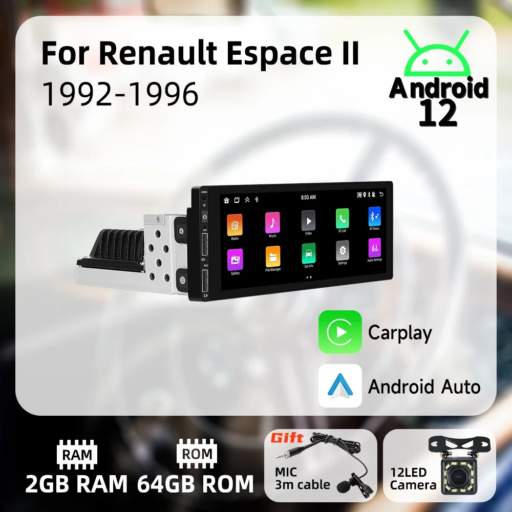 

For Renault Espace II 1992-1996 6.9" Screen 1 Din Radio Android Car Multimedia Stereo Head Unit Carplay Autoradio GPS Navigation