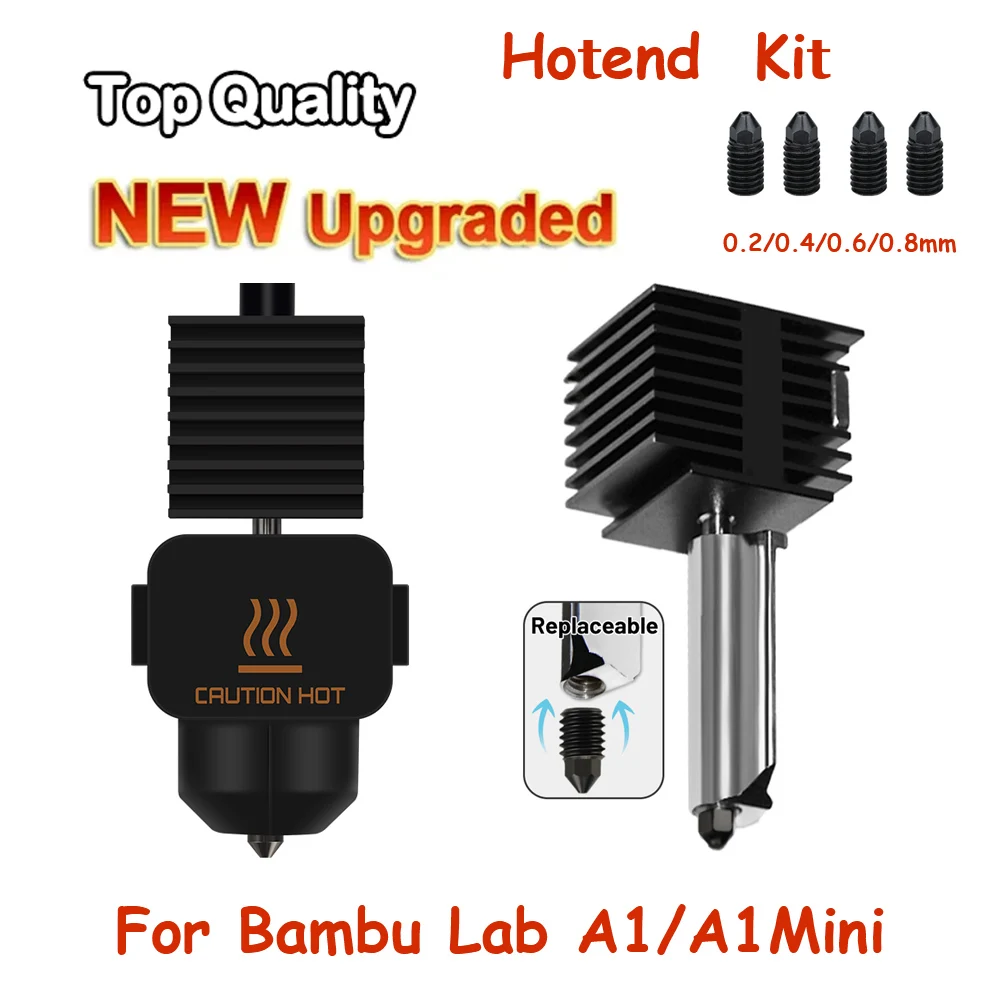 

Комплект Hotend для Bambu Lab A1/A1 Mini, быстрая сборка горячего конца 0,2/0,4/0,6/0,8 мм, сопло из закаленной стали, детали для 3D-принтера