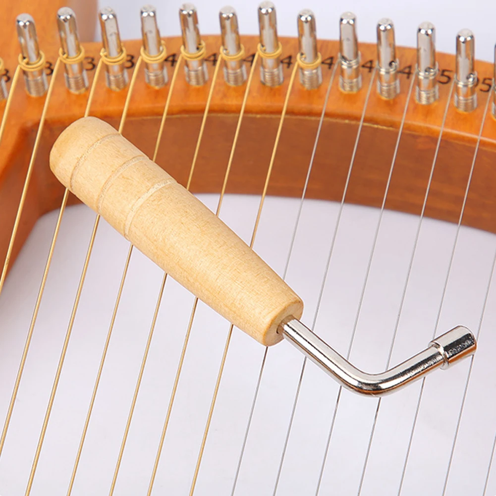 Lyre Harp Tuning Wrench Tuner Lever Lyre Tuner Adjustment Tool Wooden Handle L-shape Square Wrench Lyre Repair Tools