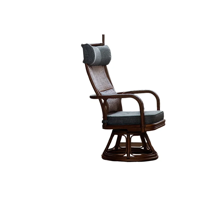 

Balcony leisure rattan chair high backrest rotatable Indonesian natural rattan elderly chair