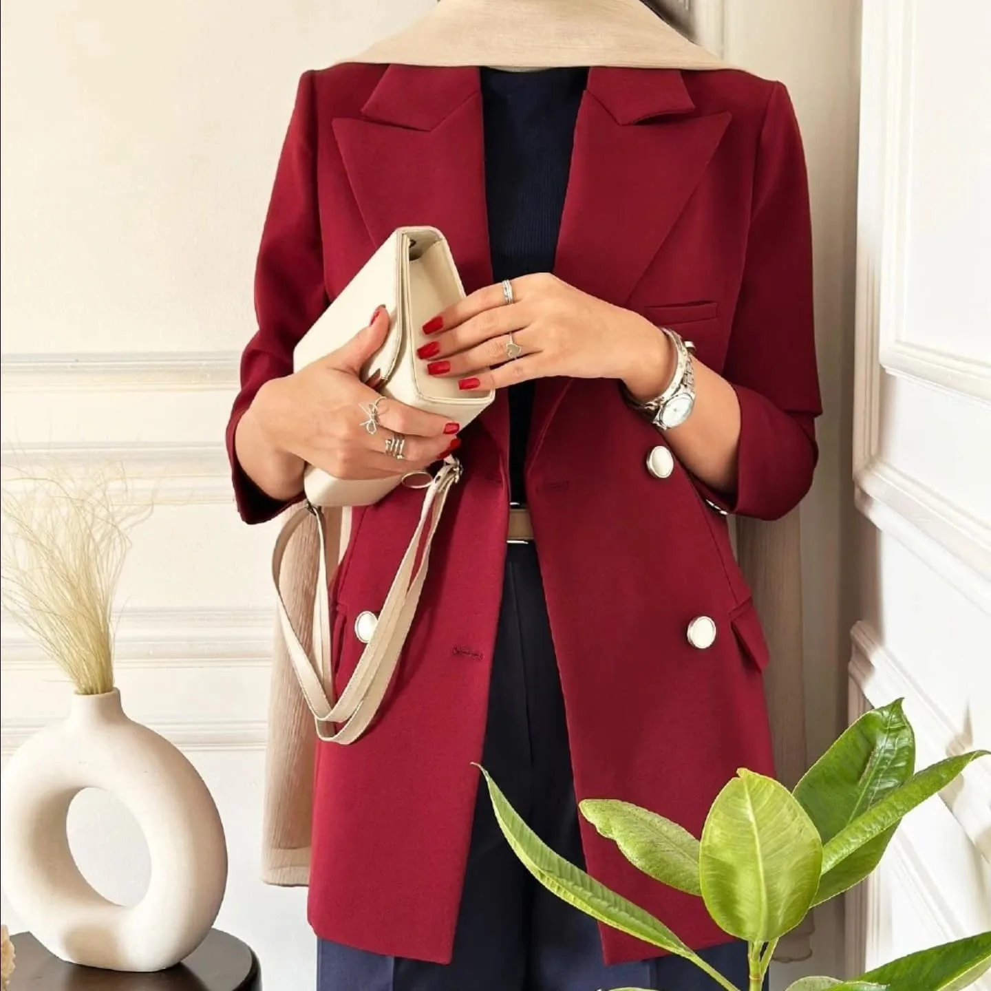 Women'S Red Chic Blazer 2025 Fashion Classic Long Sleeve Business Jacket Stylish Casual Coat For Ladies Outerwear Customized