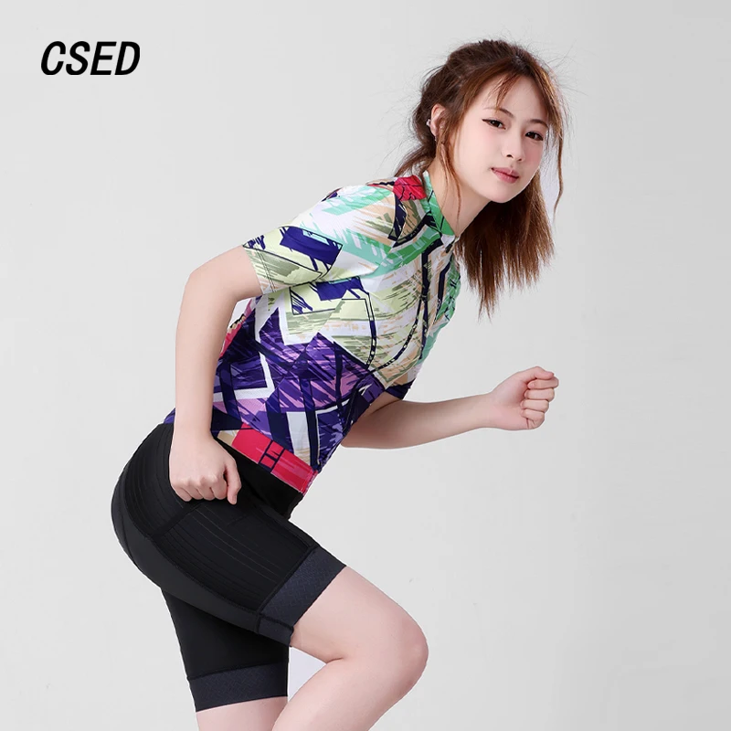 

CSED Women's Cycling Jersey Short Sleeve Top Lightweight Full Zipper Bike Clothing for Summer Autumn Bicycle Riding Customable