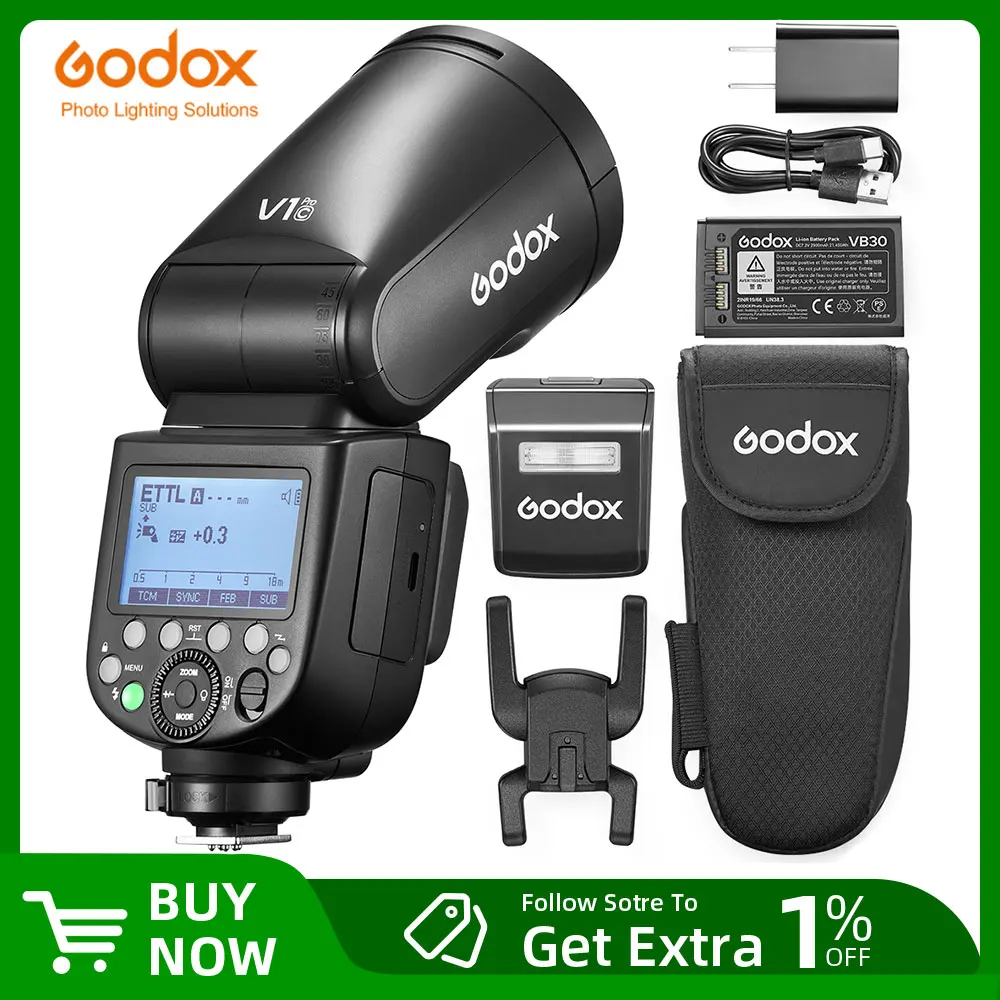 Godox V1 Pro V1Pro TTL ليثيوم أيون كاميرا مستديرة الرأس فلاش نقل لاسلكي Speedlite فلاش لكانون نيكون سوني فوجي أوليمبوس