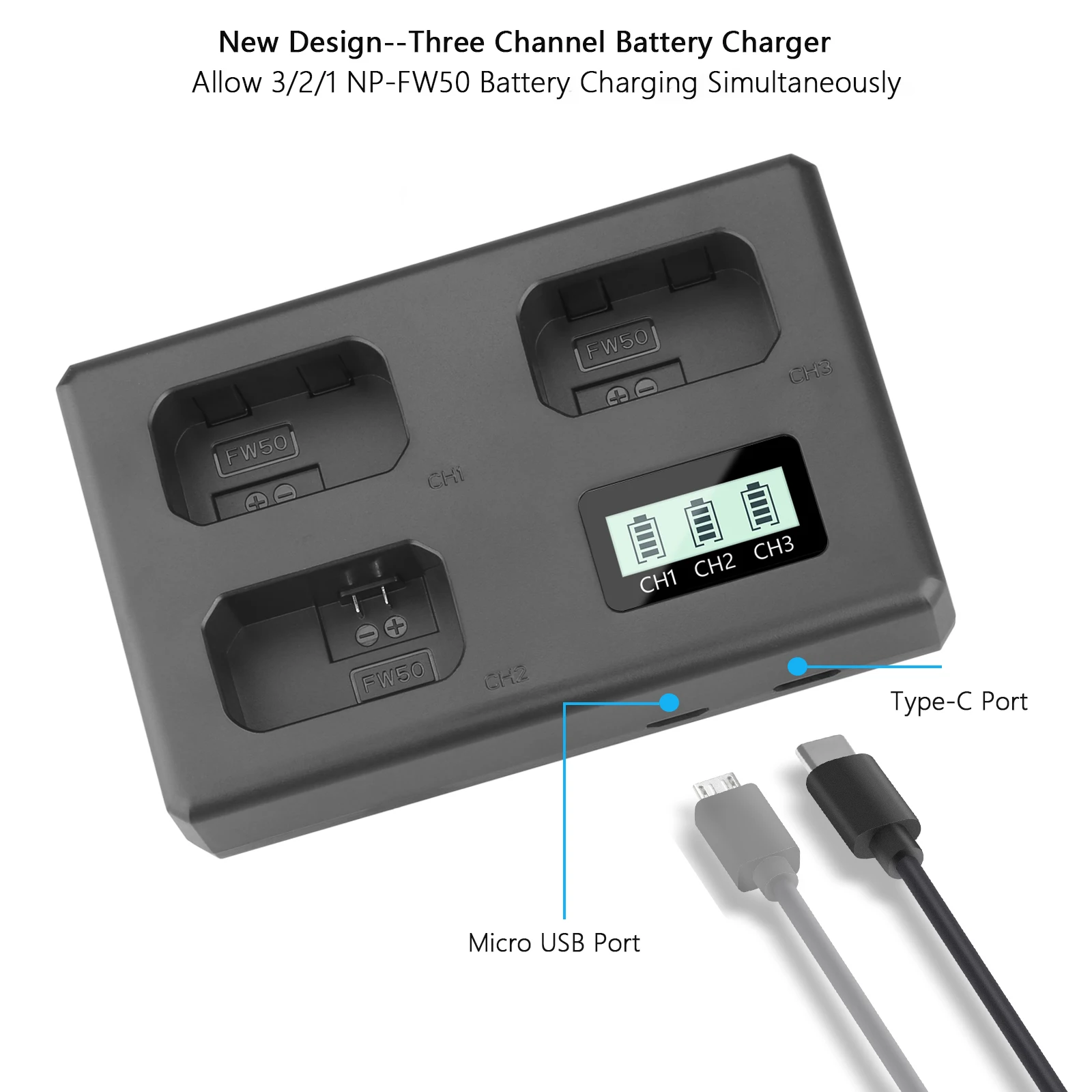 Probty NP-FW50 NPFW50 Battery Type-C Direct Charge for Sony ZV-E10 a6400 a6000 zve10 a6300 a 7 m2 a7r2 a6100 A5100 NEX-F3