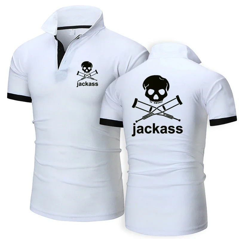 2024 Summer New Brand Jackass Forever Logo Printed Custom Made Men Short Sleeve T Shirt Cotton Elasticity Man T-shirt Polo Shirt