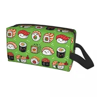 Custom Kawaii Japan Sushi Travel Cosmetic Bag for Cartoon Anime Manga Makeup Toiletry Organizer Ladies Beauty Storage Dopp Kit