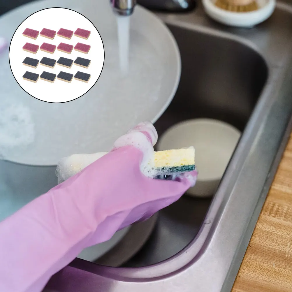 

16pcs Algae Sponges Kitchen Cleaning Scrubbers for Bowls Dishes Non Scratch Dishwashing Absorbent Practical Design Home