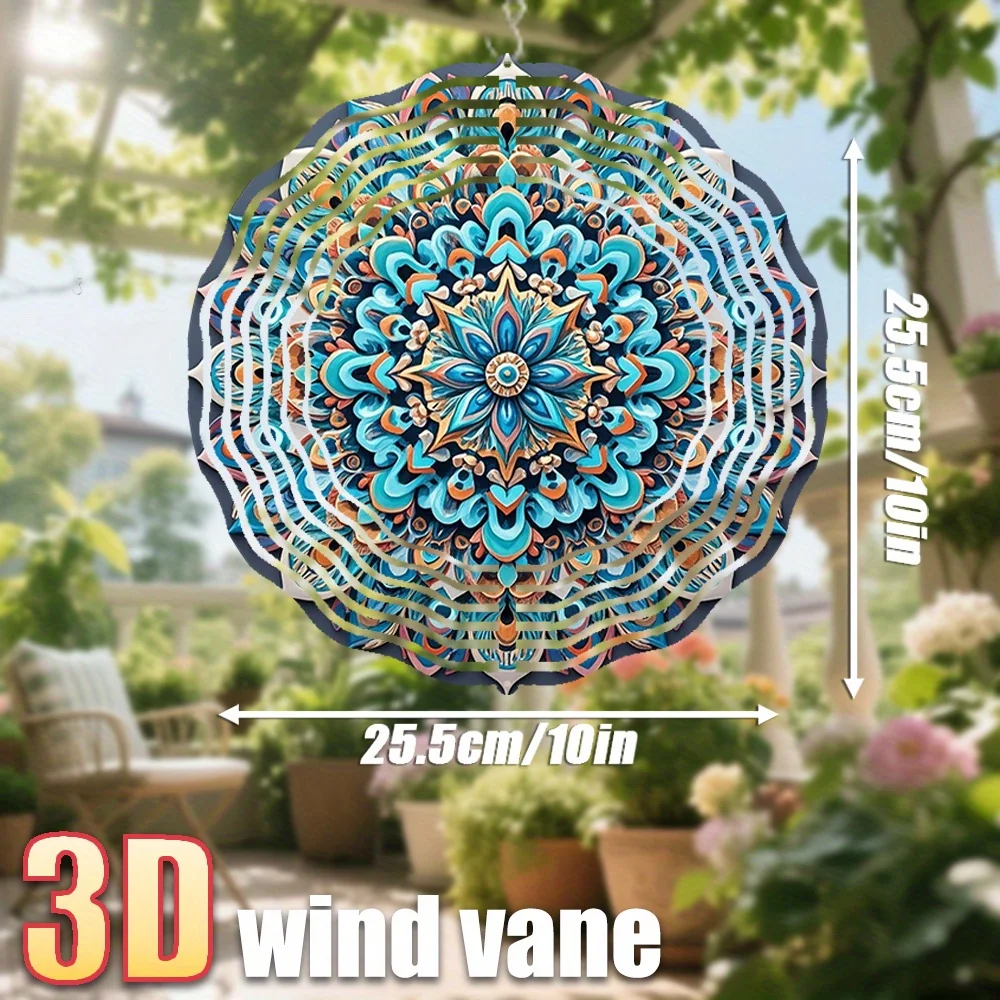 CIFBUY Colorful Mandala Aluminum Wall Art Waterproof Fade Resistant Spinning Decor for Patio Garden Yard Living Room