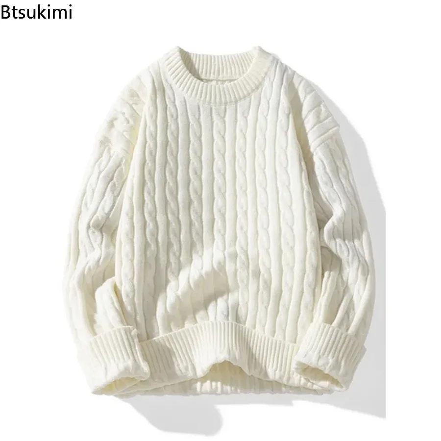New Men's Knitted Sweater Autumn Winter Japanese Korean Style All Match Long Sleeve Woolen Pullover Daily Casual Basic Knit Tops