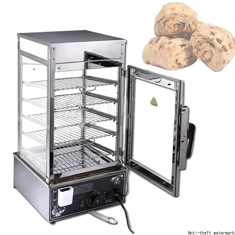 2025Electric Bun Steamer 5 Layers Steamed Bread Sandwich Hot Showcase Stainless Steel Glass Cabinet Electric Food Warmer Display
