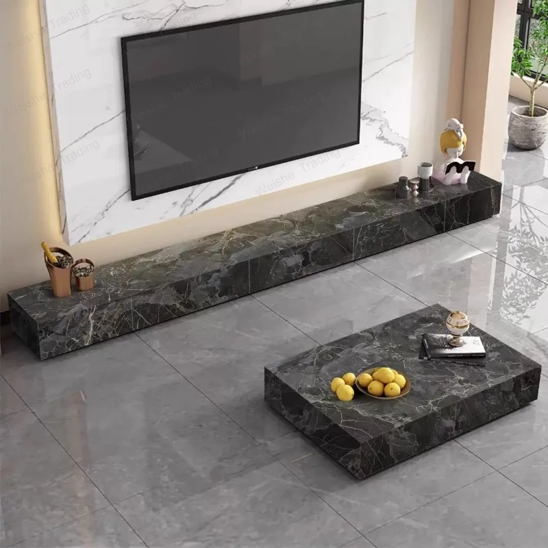 

Italian light luxury TV cabinet coffee table combination floor type Internet celebrity room long strip designer TV cabinet