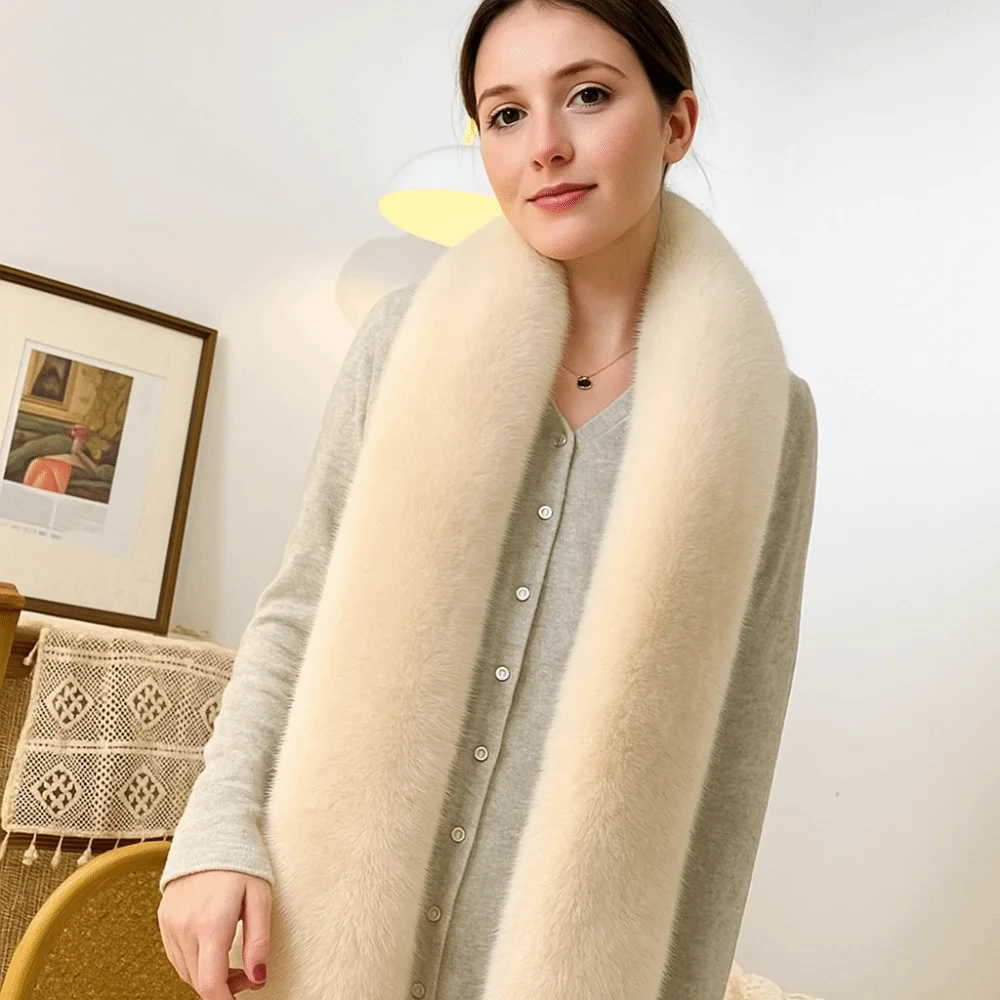 خمر 180 سنتيمتر وهمية الفراء وشاح طويل سميكة الفراء ديكور الشتاء رقيق وشاح لينة فاخرة يلتف شال الطرف #3