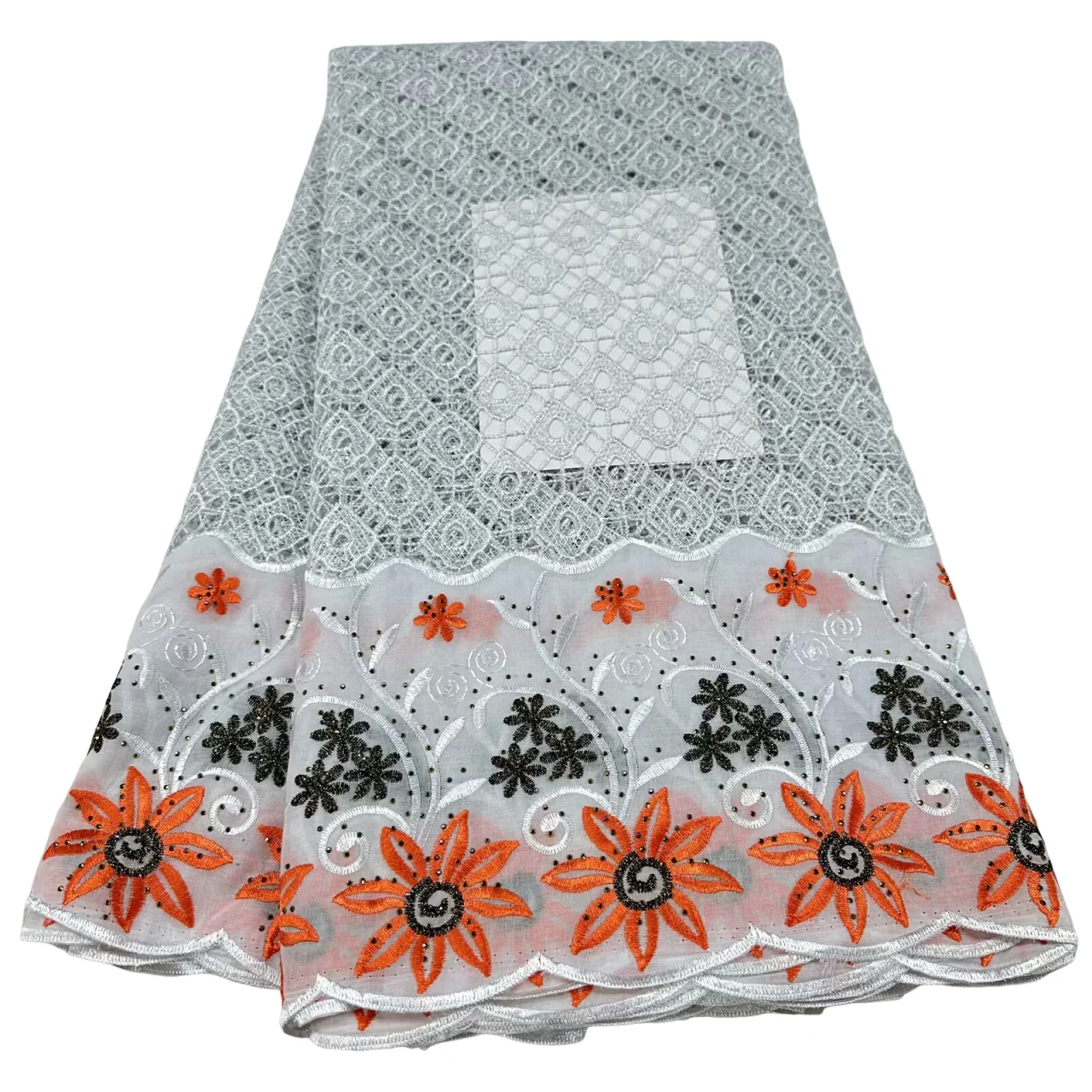 

2025 Newest Water Soluble Splicing Design Nigeria Swiss Cotton Lace Fabric With Rhinestones For Women Party Dresses Sewing TX8SS