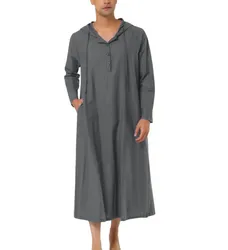 Túnica larga para hombre, Kimono musulmán Dishdasha, Abaya modesto, Abaya islámica de Dubái, Abayas sauditas, oración, Kaftan con capucha, Ramadán, Marruecos, Jubba Thobe